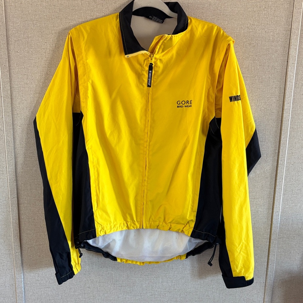 Gore Bike Wear Windstopper Cycling Jacket Yellow Black Sz Small Outdoor Sporty